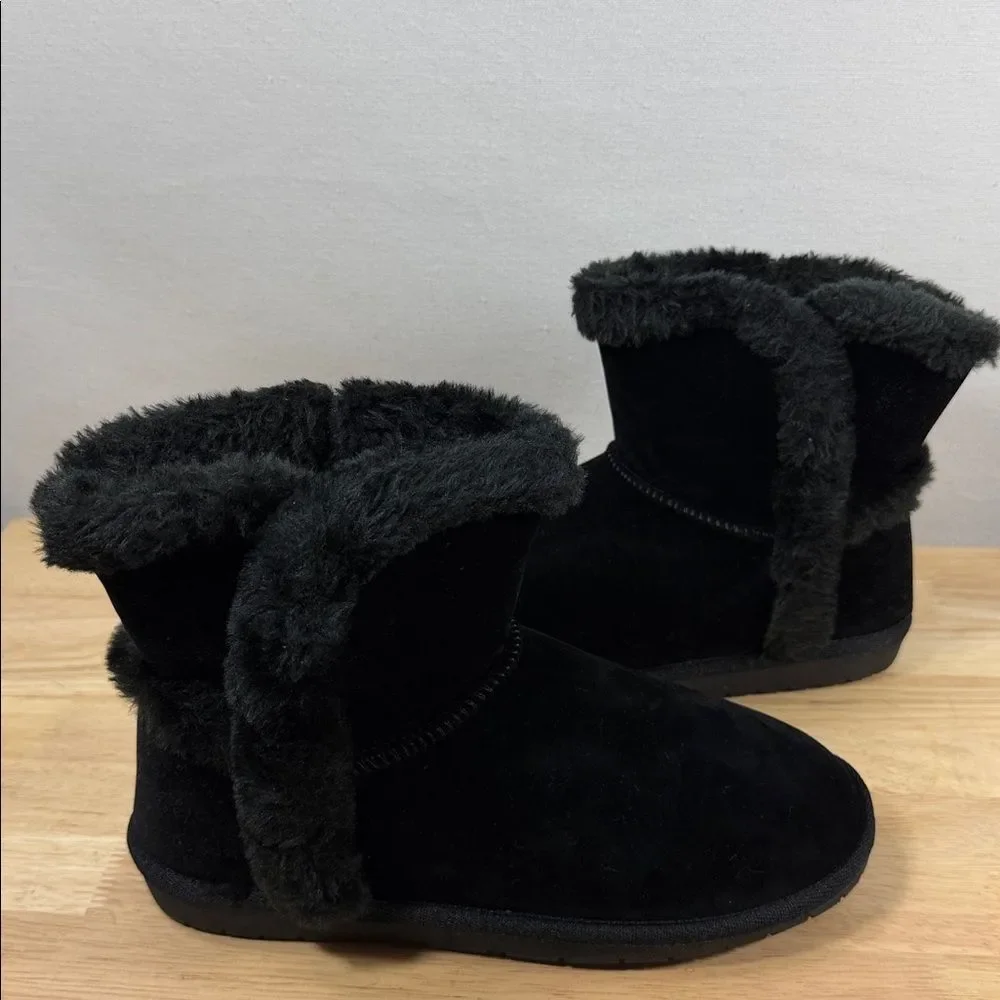 Sugar Poppy Black Faux Suede Ankle Boots Size 7 M